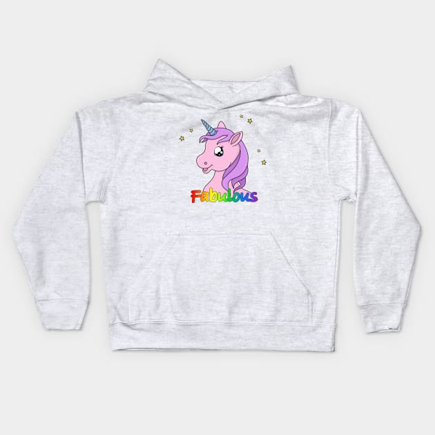 Fabulous Unicorn Kids Hoodie by valentinahramov